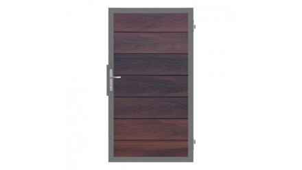 planeo Solid Grande - Porte Standard noyer avec cadre aluminium anthracite