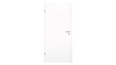 planeo Porte intérieure CPL CPL 1.0 - Knud 9016 Blanc 1985 x 860 mm DIN L - Rond RSP Paumelle 2-t