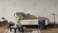 Papier peint en vinyle papier peint floral crème traditionnel classique nature romantico 471