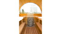 Verre semi-circulaire pour la paroi arrière du sauna barrel de luxe