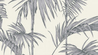 Metropolitan Stories Papier peint vinyle Lola - Paris Livingwalls Modern Palm Leaves Grey Metallic White 192