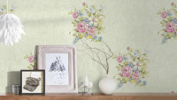 Papier peint vinyle rose rétro fleurs classiques & nature romantico 255