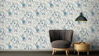 Papier peint en vinyle bleu fleurs vintage & photos de nature Exotic Life 763