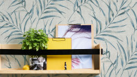 Papier peint vinyle Greenery A.S. Création retro gris bleu 351