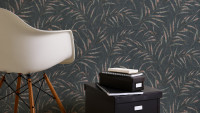 papier peint vinyle noir moderne fleurs classiques & verdure nature 355