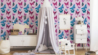 Garçons et filles 6 A.S. Création papier peint pour enfants papillons bleu noir violet 342