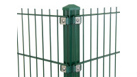 Poteaux d'angle de type P vert mousse pour clôture à double maille