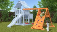 tour de jeu planeo Ajout - balançoire double avec mur d'escalade