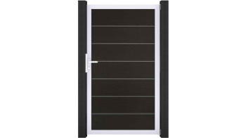 planeo Gardence Deluxe - Porte universelle composite Noir avec cadre aluminium argent 100x180x4cm