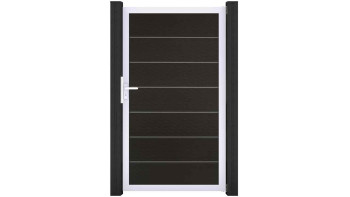 planeo Gardence Deluxe - Porte universelle composite Noir avec cadre aluminium argent 180x150x4cm
