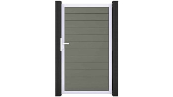 planeo Gardence Strong - Porte composite universelle Gris avec cadre aluminium argent 100x180x4cm