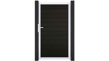 planeo Gardence Strong - Porte composite universelle 2 vantaux Noir avec cadre aluminium argent 150x180x4cm