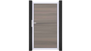 planeo Gardence Strong - Porte composite universelle 2 vantaux Bi-Color avec cadre aluminium argent 150x180x4cm