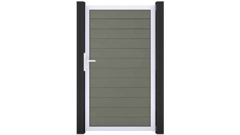 planeo Gardence Strong - Porte composite universelle 2 vantaux Gris avec cadre aluminium argent 150x180x4cm