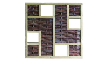 planeo TerraWood - CREATIVE-3D Pare-vue clôture en osier 4 fenêtres 180 x 180 cm