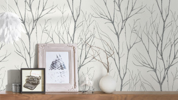 Papier peint vinyle gris moderne rétro fleurs & nature Blooming 604
