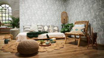 Papier peint en vinyle Nouveaux murs Cosy & Relax Living country style Murs crème beige vert 964