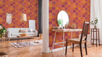 Papier peint en vinyle orange Fleurs modernes et nature Nouveaux murs 065
