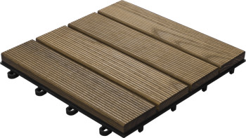 planeo carreau de terrasse en bois - Thermo frêne cannelé 30x30 cm - 6 pcs.