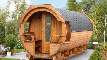 planeo sauna tonneau Premium Svenja 1 monté sur thermowood
