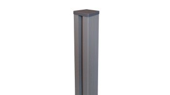 planeo Gardence Metallic - Poteau de portail renforcé à bétonner gris argenté DB701 9x9x240cm capuchon inclus