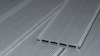 planeo ECO-Line Lame de terrasse WPC alvéolaire gris clair - lisse/rainuré
