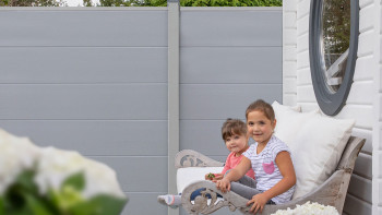 planeo Basic - clôture enfichable en PVC carré gris argenté 180 x 180 cm
