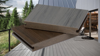 planeo Lame de terrasse Coex Composite lame massive gris pierre/noix 4m - Structure en bois (GR-COEX-M-4-SW-H)