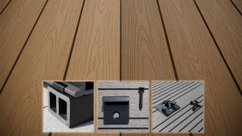 planeo CoEXWood Kit complet de terrasse en WPC Plancher massif - Sable/Caramel structuré