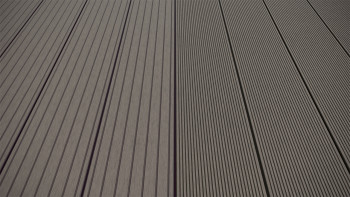 planeo LineWood Lame de terrasse WPC massif - gris clair 3m rainuré/cannelé