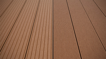 planeo LineWood Lame de terrasse WPC massif - marron clair 3m rainuré/cannelé