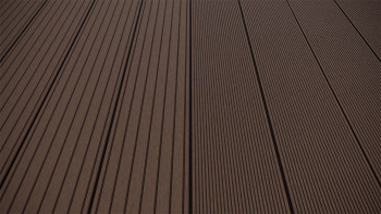 planeo LineWood Lame de terrasse WPC massif - brun foncé 3m rainuré/cannelé
