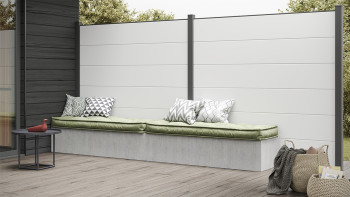 planeo Gardence Simply - Clôture PVC à emboîter Carré blanc 180 x 180 cm