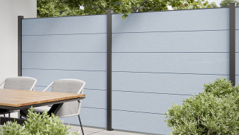 planeo Basic - clôture à composer PVC carré gris argenté 180 x 180 cm