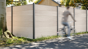 Clôture à emboîter planeo Gardence en PVC - Sheffield Oak avec insert design au choix 180 x 180 cm