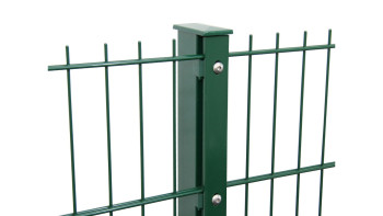 Poteau de clôture de type F vert mousse pour clôture à double maille - hauteur de la clôture 2430 mm