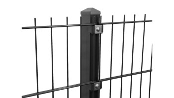 Poteau de clôture de type P anthracite pour clôture à double maille - hauteur de la clôture 2030 mm