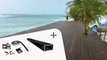 planeo Kit complet - terrasse bois 1.85m lame massive bambou foncé lisse/rainurée