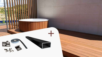planeo Kit complet terrasse bois - 1.85m lame massive bambou clair lisse/rainuré 