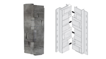 planeo angles de façade pierre stratifiée Basalte - 406 x 149 mm