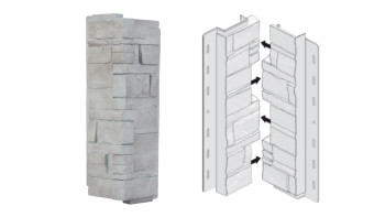 planeo angles de façade pierre stratifiée Travertine - 406 x 149 mm