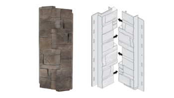 planeo angles de façade pierre stratifiée Silex Flint - 406 x 149 mm