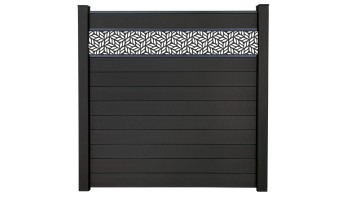 planeo Gardence Strong - Clôture à emboîter BPC Leafs gris anthracite 180 x 180 cm