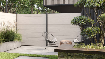 Clôture planeo Gardence WPC - BiColor blanc avec insert design au choix 180 x 180 cm