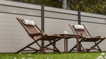 planeo Gardence Strong - Clôture à emboîter BPC verre satiné bi-colore sable 180 x 180 cm