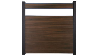 planeo Gardence Strong - Clôture à emboîter BPC verre satiné noix co-ex 180 x 180 cm