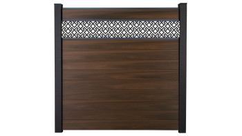 planeo Gardence Strong - Clôture à emboîter BPC Abstract Noyer co-ex 180 x 180 cm