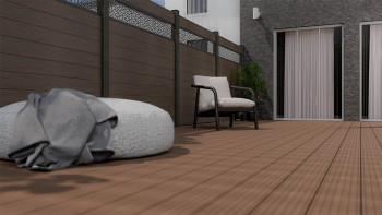 planeo Gardence Strong - Clôture à emboîter BPC Leafs noix co-ex 180 x 180 cm