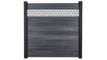 planeo Gardence Strong - Clôture à emboîter BPC Cube gris pierre co-ex 180 x 180 cm