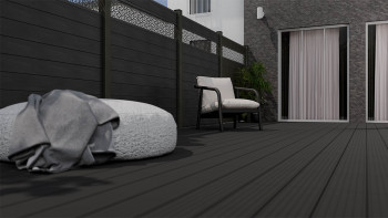 planeo Gardence Strong - Clôture à emboîter BPC Leafs gris pierre co-ex 180 x 180 cm